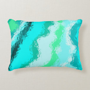 Teal Blue Green Expressive Painterly Pattern Accent Pillow