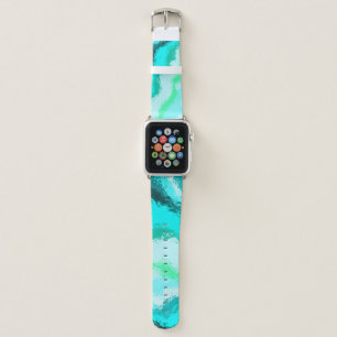 Teal Blue Green Expressive Painterly Pattern Apple Watch Band
