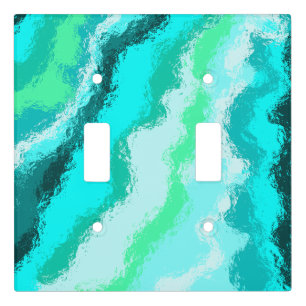 Teal Blue Green Expressive Painterly Pattern Light Switch Cover