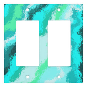 Teal Blue Green Expressive Painterly Pattern Light Switch Cover