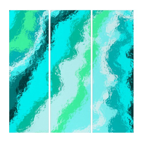 Teal Blue Green Expressive Painterly Pattern Triptych