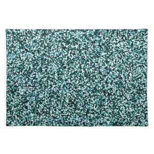 Teal Blue Green Faux Glitter Placemat