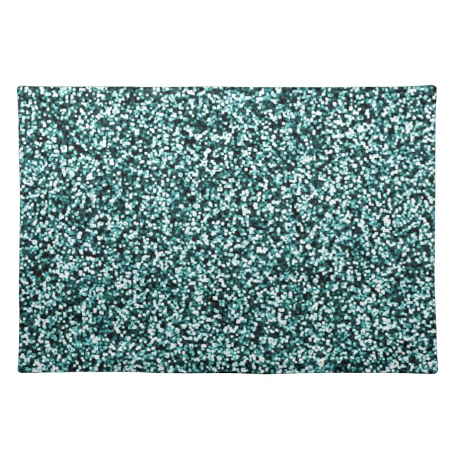 Teal Blue Green Faux Glitter Placemat (Front)