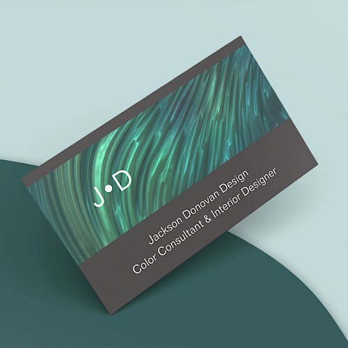 Teal Blue Green Luxury Metallic Art Pattern Business Card