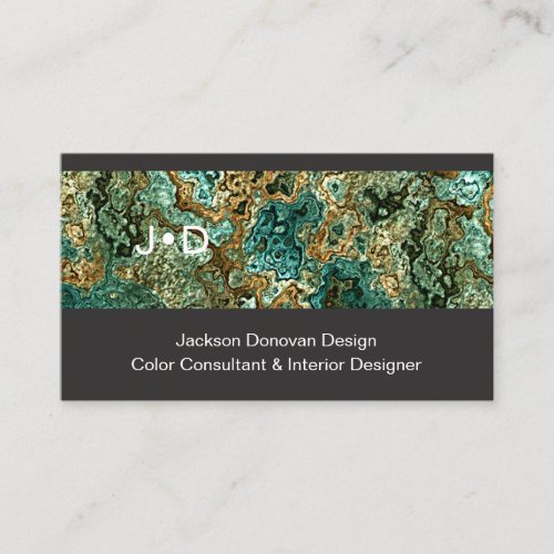 Teal Blue Green Metallic Marbled Art Pattern Business Card