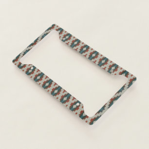 Teal Blue Green Orange Brown Beige Tribal Pattern License Plate Frame