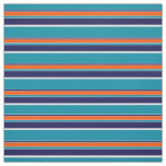 Teal Blue Green Orange White Stripes Art Pattern Fabric