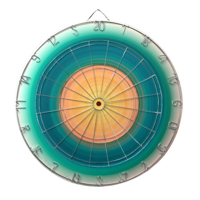 Teal Blue Green Orange Yellow Pink Dart Board (Front)