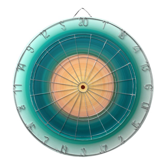 Teal Blue Green Orange Yellow Pink Dart Board (Front)
