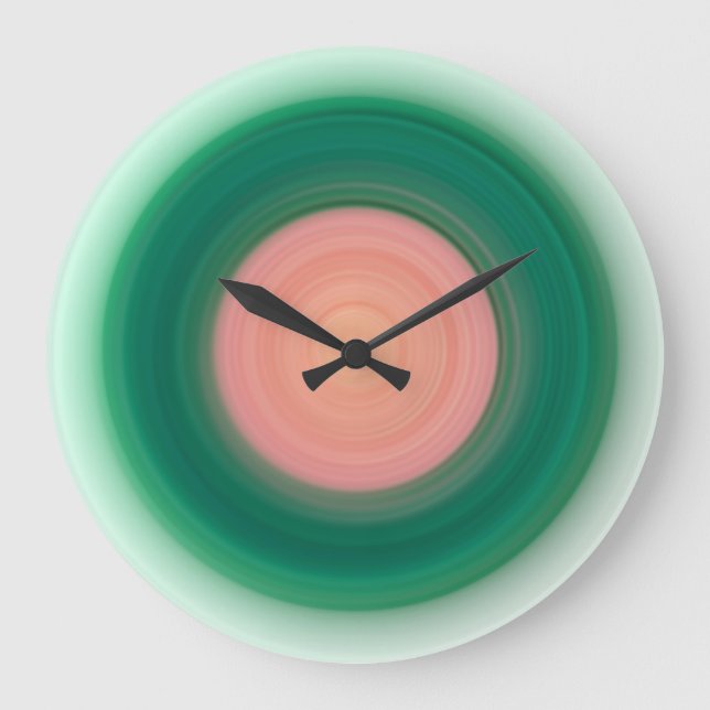 Teal Blue Green Orange Yellow Pink Large Clock (Front)