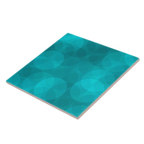 Teal blue green overlapping circles pattern ceramic tile