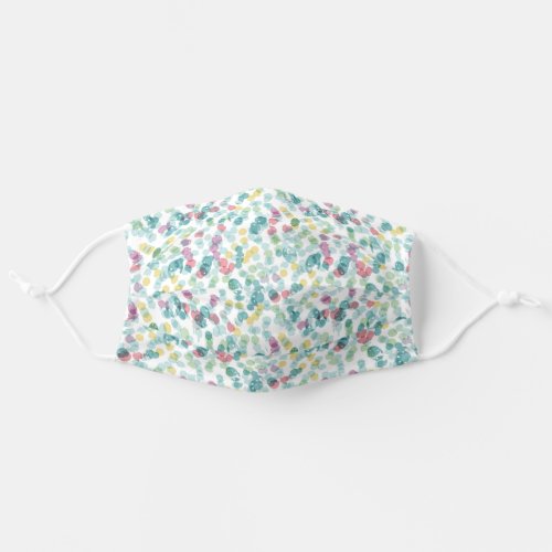 Teal Blue Green Pink Summer Polka Dots On White Adult Cloth Face Mask
