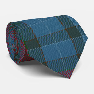 Teal Blue Green Red Large Tartan Plaid Flannel Neck Tie