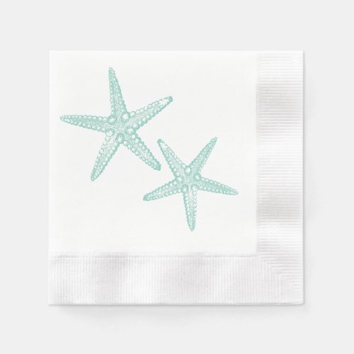 Teal Blue Green Starfish Paper Napkins