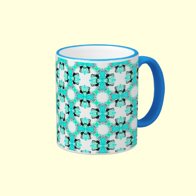 Teal Blue Green Stars Abstract Modern Pattern Mug