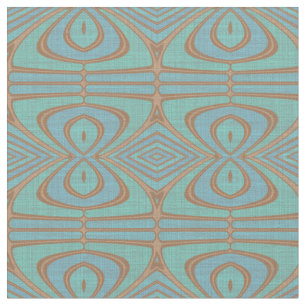 Teal Blue Green Taupe Brown Beige Tribal Pattern Fabric