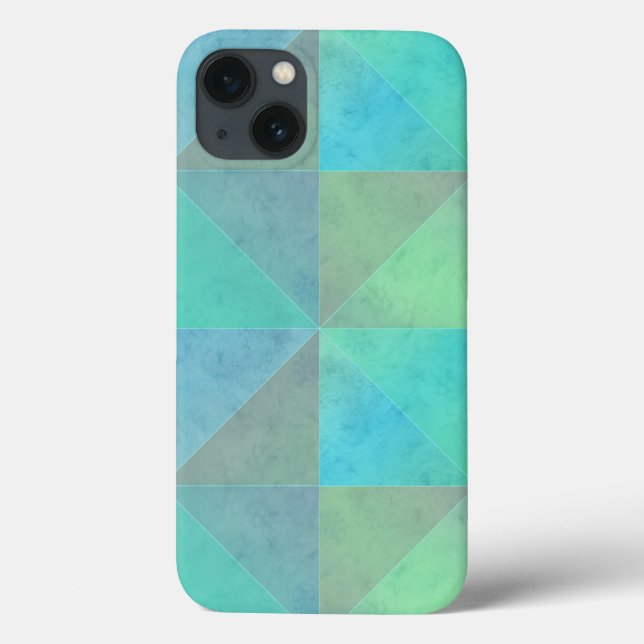 Teal Blue Green Triangles Geometric Art Pattern Case-Mate iPhone Case (Back)