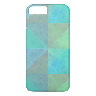 Teal Blue Green Triangles Geometric Art Pattern iPhone 8 Plus/7 Plus Case