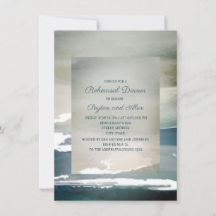 Teal Blue Green Watercolor Rehearsal Dinner Invitation
