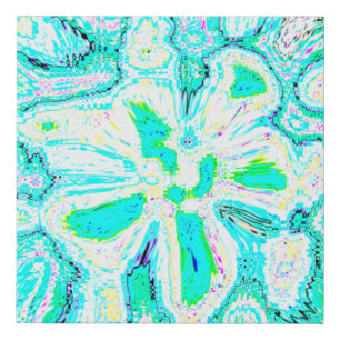 Teal Blue Green Wave Bubble Abstract Art Unique Faux Canvas Print