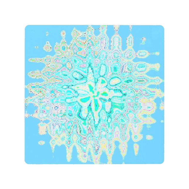 Teal Blue Green Wave Bubble Abstract Patterns Cool Metal Print (Front)