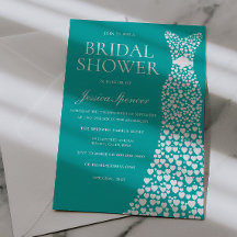 Teal Blue Green White Wedding Dress Bridal Shower