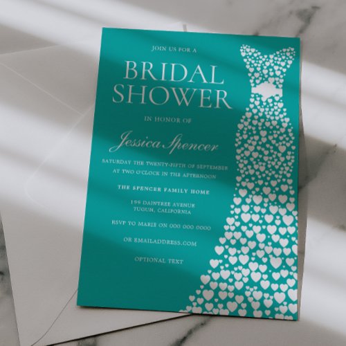 Teal Blue Green White Wedding Dress Bridal Shower