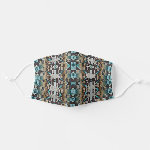 Teal Blue Green Winter Brown Tribal Inspired Art Adult Cloth Face Mask