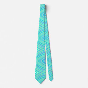 Teal blue greenwatercolor lines add your monogram neck tie