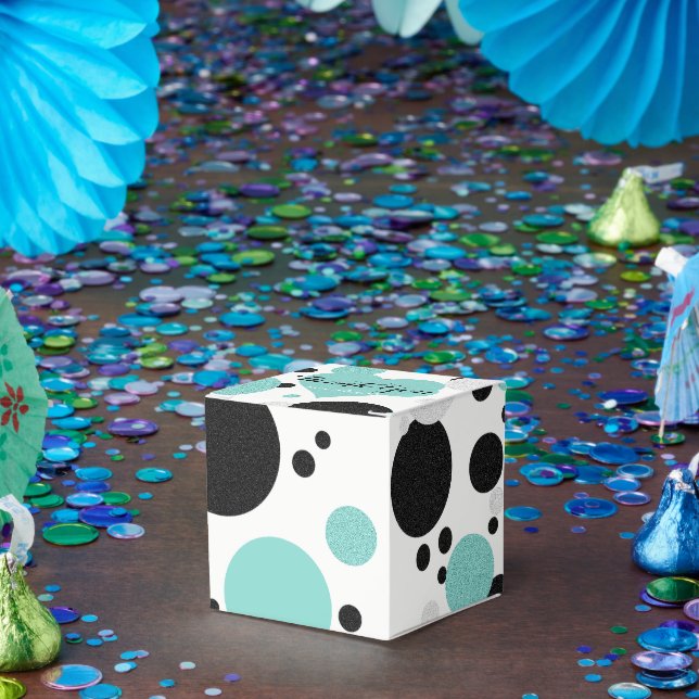 Teal Blue Heart Polka Dot Bridal Shower Party Favor Boxes (Party)
