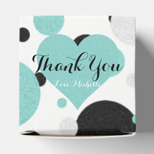 Teal Blue Heart Polka Dot Bridal Shower Party Favor Boxes