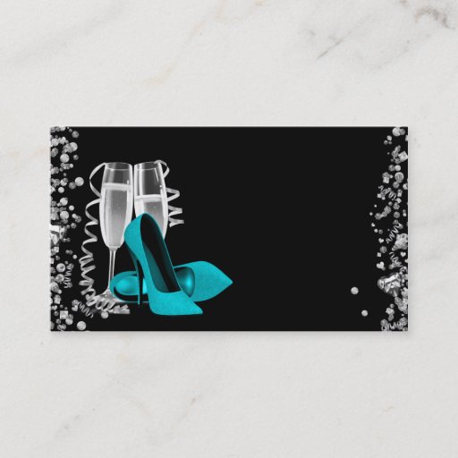 Customizable Teal Blue High Heel Shoe Business Cards