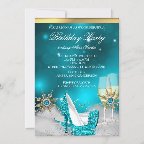 Teal Blue High Heel Shoes Silver Gold Champagne Invitation