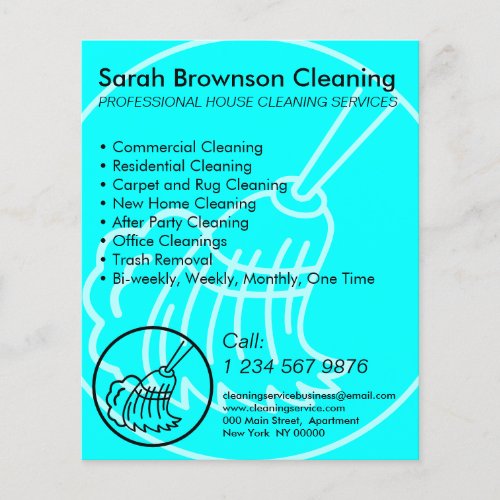 Teal Blue Home Cleaning House Keep Flyer