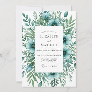 Teal Blue Idyllic Spring Wedding Invitation