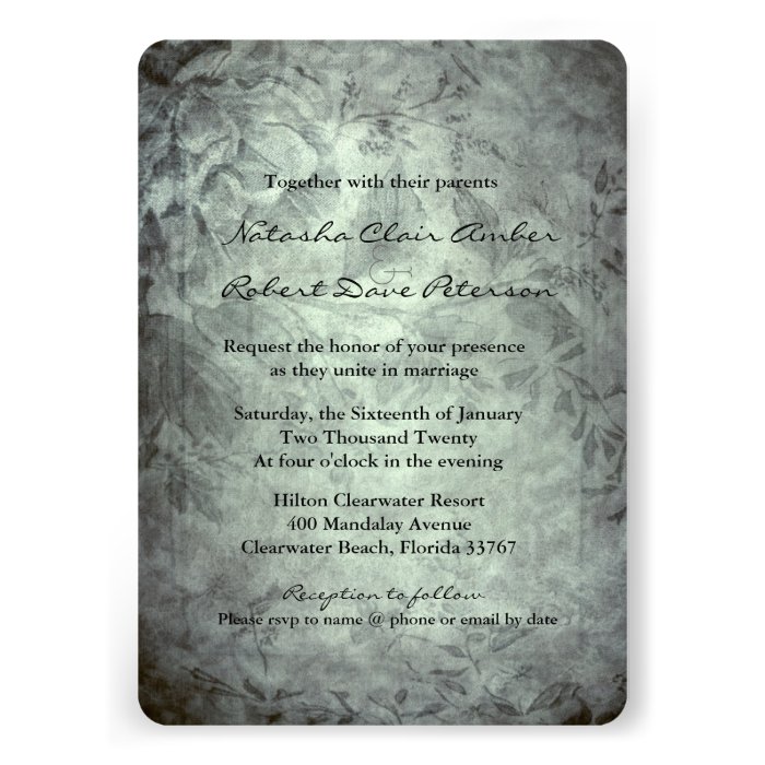 Teal Blue ish Green Floral Lace Wedding Invite