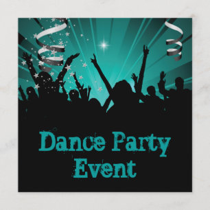 Teal Blue Jade Dance Party Event Crowd Rave Invitation