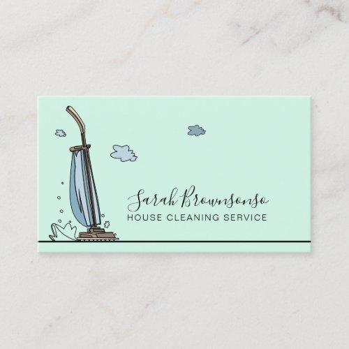 Teal Blue Janitorial Maid House Cleaning Services Business Card