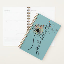 Teal Blue "Just Breathe" Daily Planner
