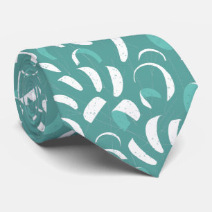 Teal Blue Kiteboarding Patterned Surf Themed Neck Tie