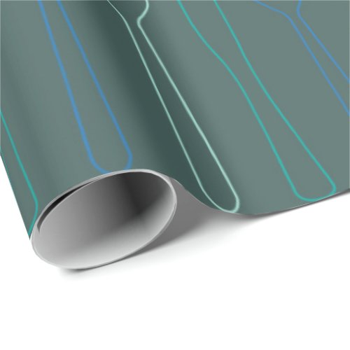 Teal Blue Knife Fork Spoon Cutlery Pattern Wrapping Paper