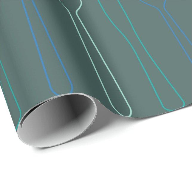 Teal Blue Knife Fork Spoon Cutlery Pattern Wrapping Paper (Roll Corner)