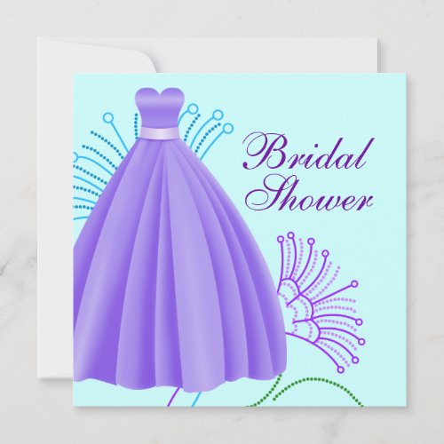 Teal Blue Lavender Purple Bridal Shower Custom Invite