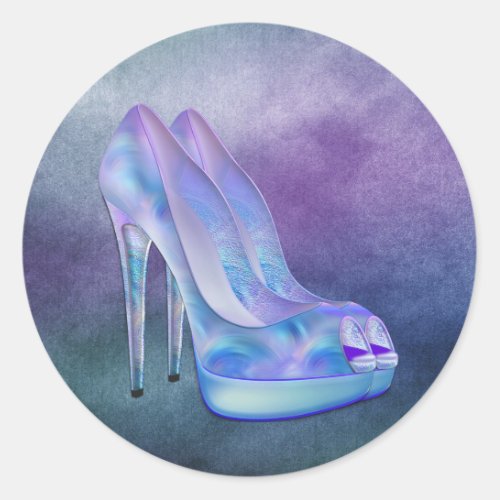 Teal Blue Lavender Purple High Heel Shoes Stickers