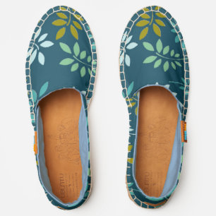 Teal Blue Leaf Pattern Zazzle Afridrilles Shoes