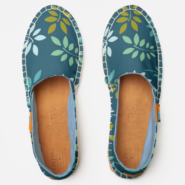 Teal Blue Leaf Pattern Zazzle Afridrilles Shoes (Front)