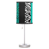 Teal Blue Leopard and Zebra Custom Animal Print Table Lamp (Right)