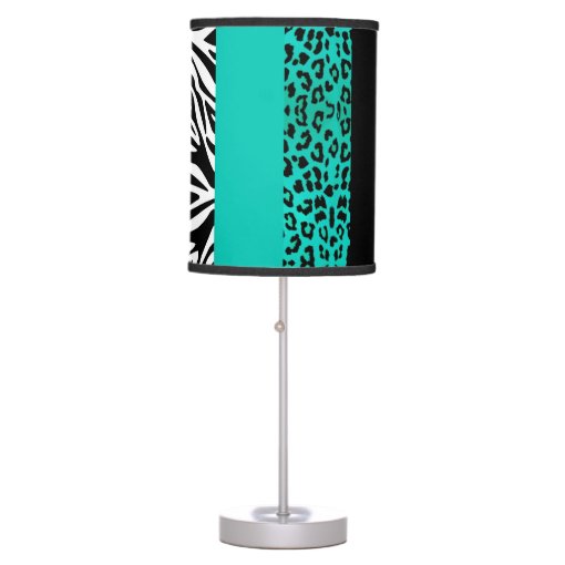 Teal Blue Leopard and Zebra Custom Animal Print Table Lamp | Zazzle