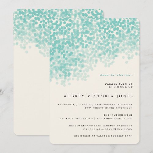 Teal Blue Light Shower Bridal Shower Invitations