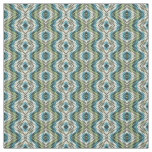 Teal Blue Lime Green Taupe Aztec Mosaic Pattern Fabric